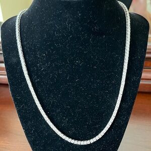 Elegant 18" Silver & CZ Tennis Necklace